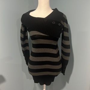 Black and Grey Striped Sweater Dress size small